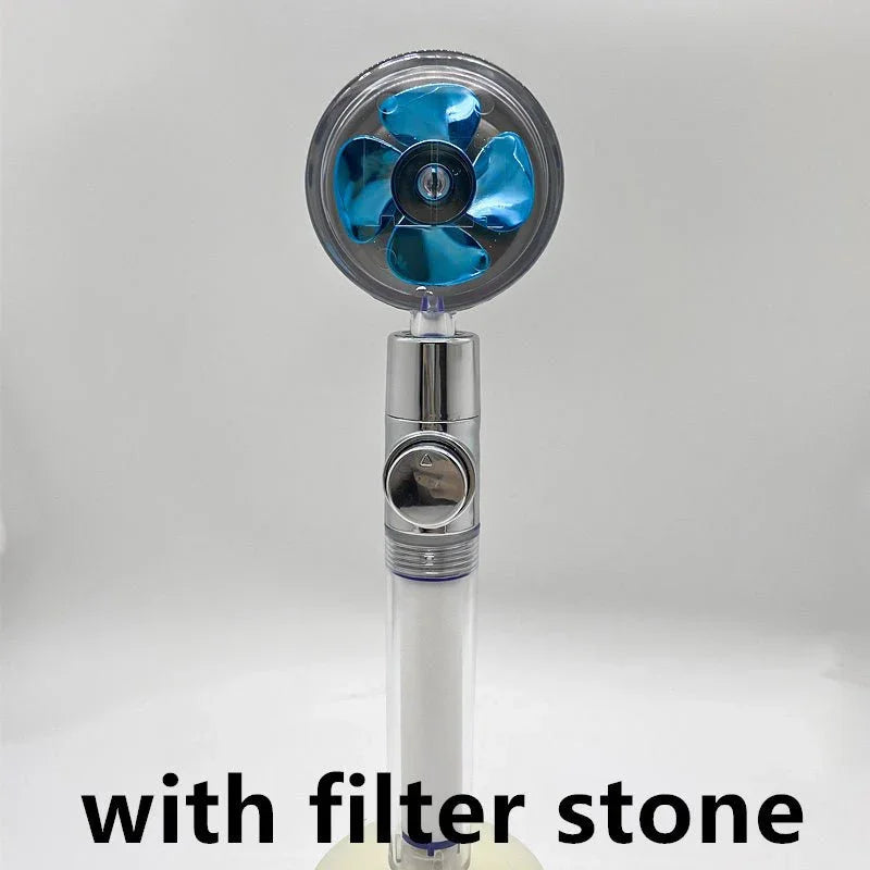 Shower Head Water Saving Flow 360 Degrees Rotating With Small Fan ABS Rain High Pressure Spray Nozzle Bathroom Accessories - Show Gadgets