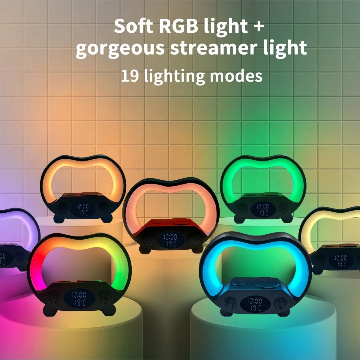 2024 New 6 In 1 Smart Remote Control Bluetooth - compatible Ambience Intelligent LED Table Lamp Multi - function Wireless Charger Night Light Bluetooth - compatible Speaker - Show Gadgets