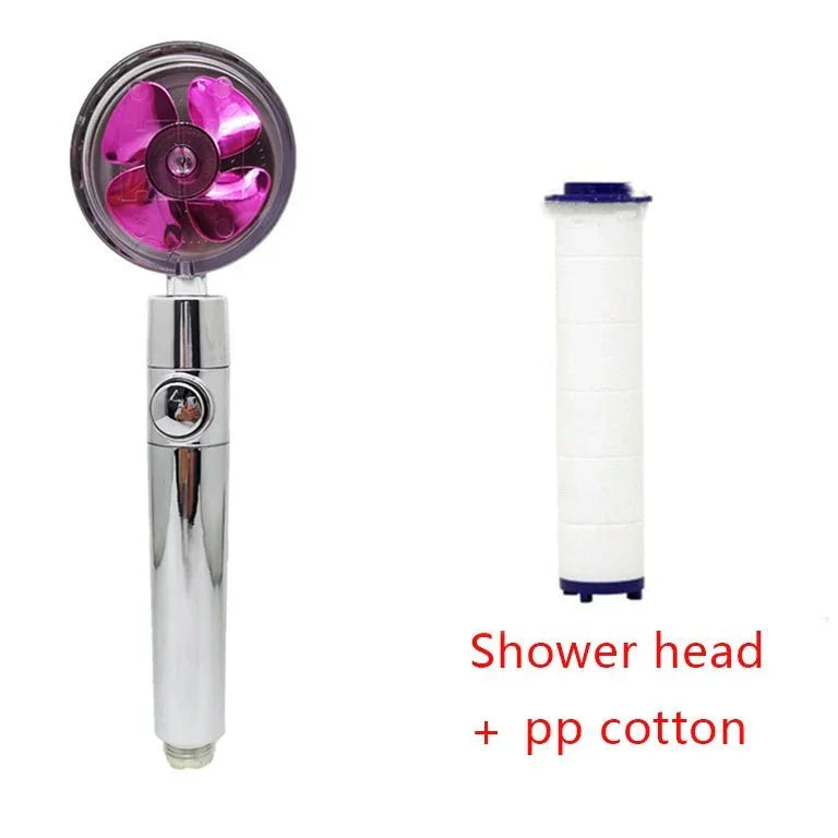 Shower Head Water Saving Flow 360 Degrees Rotating With Small Fan ABS Rain High Pressure Spray Nozzle Bathroom Accessories - Show Gadgets