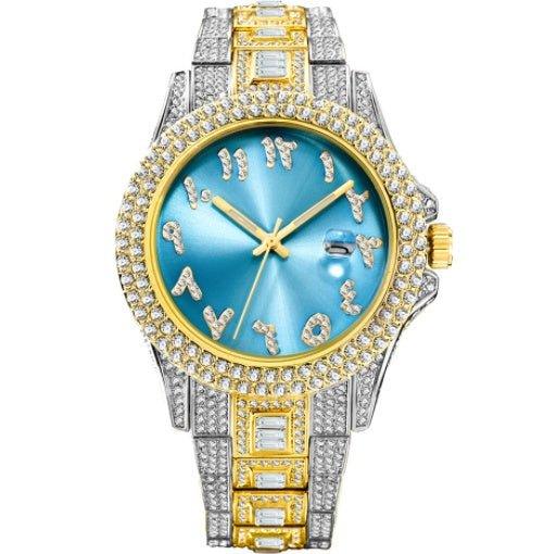 European & American Hip Hop Full Diamond Men's Quartz Watch – Ice Out in Style - Show Gadgets