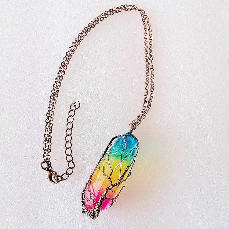 Hot Selling Stone Crystal Pillar Tree of Life Pendant – INS Fashion Necklace - Show Gadgets