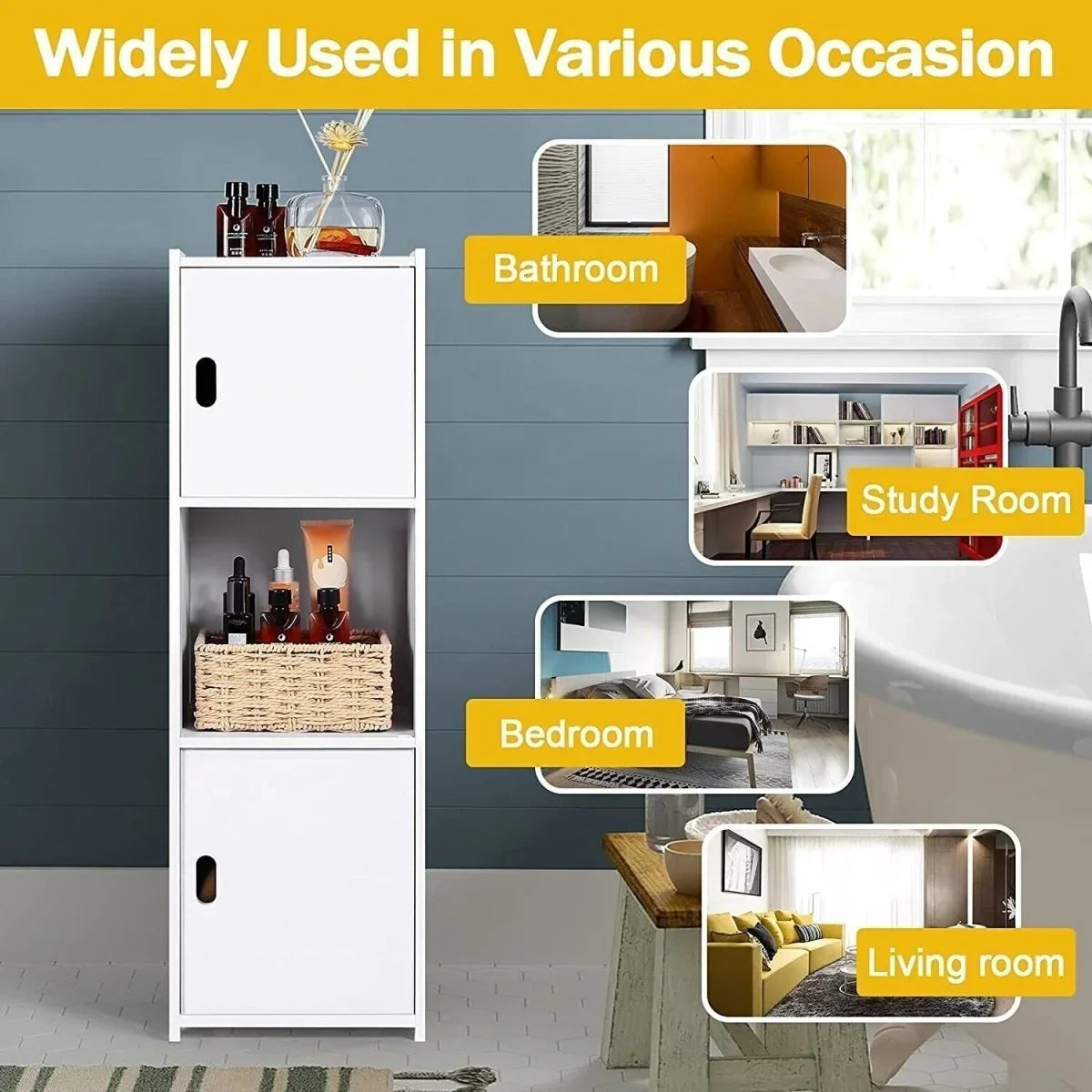 Waterproof Bathroom Storage Cabinet Free Standing Cabinet Organizer Unit White - Show Gadgets