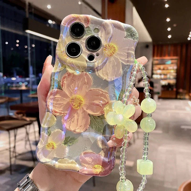 Oil Painting Flower Lanyard Phone Case - Show Gadgets