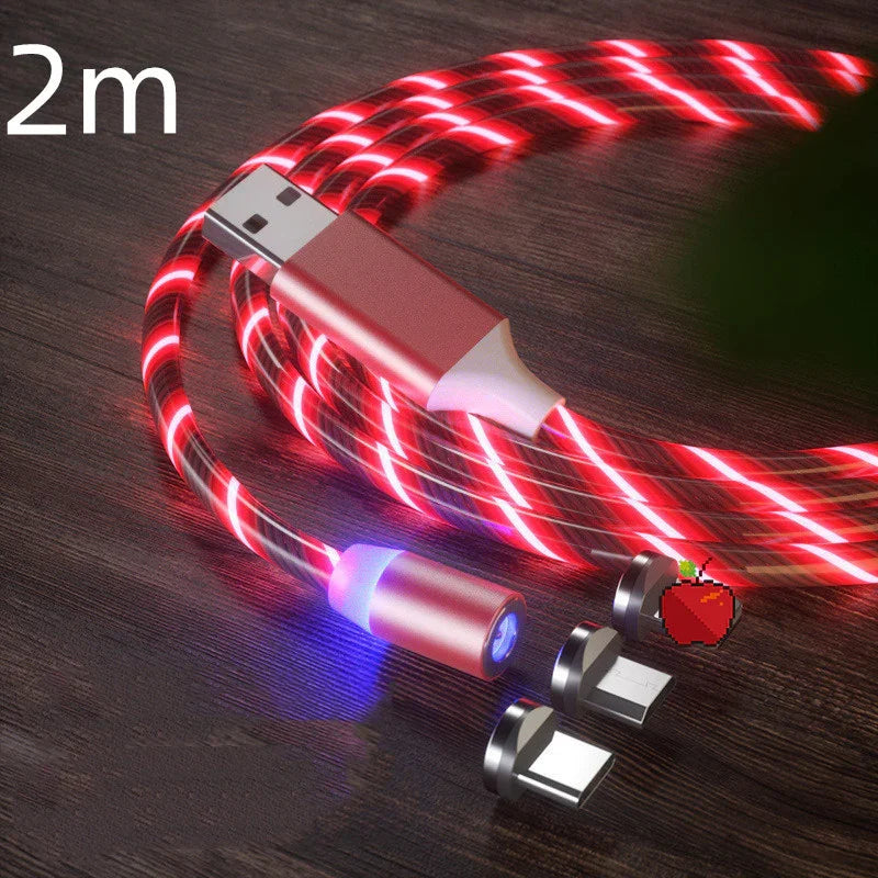 Magnetic Charging Cable Streamer Fast Charging Cable Lighting Micro USB Cable LED Magnet Charger Type-C Cable - Show Gadgets