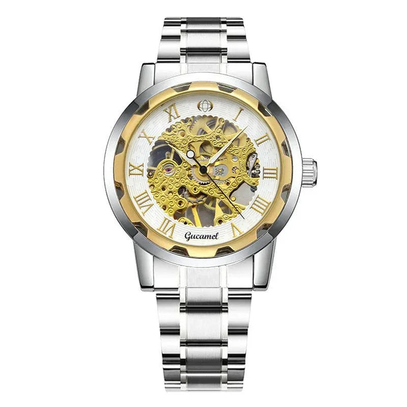 Steel Strip Hollow Gold Manual Mechanical Watch - Show Gadgets