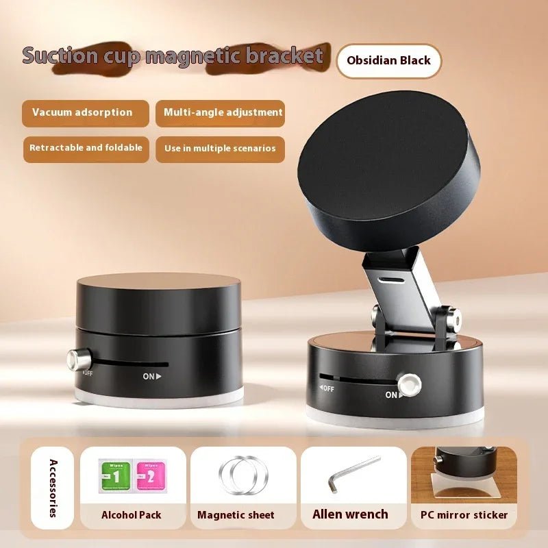 Foldable Magnetic Vacuum Car Phone Holder Foldable Suction Cup With Suction Cup Hands - Free Navigation For Smart Phone - Show Gadgets