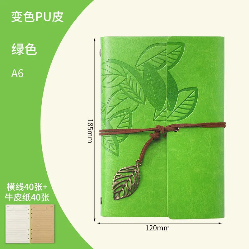 Creative Notebook Stationery One Leaf Zhiqiu Travel Diary Book Loose Leaf Vintage Leaves One Piece - Show Gadgets