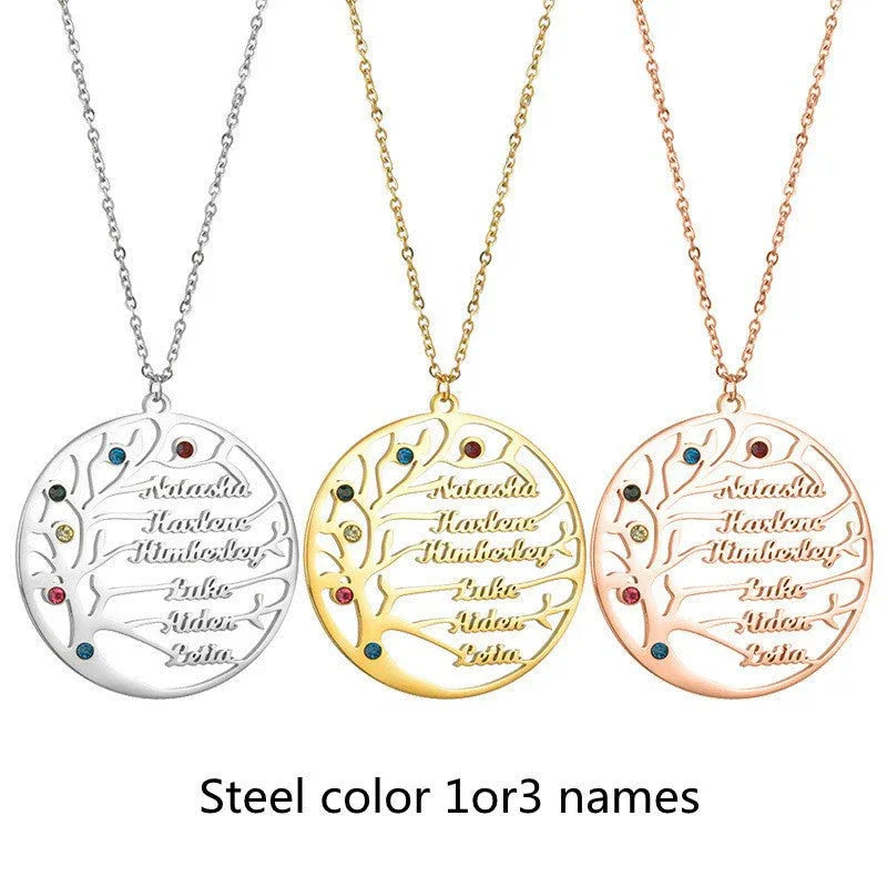 Personalized Stainless Steel Golden Tree of Life Custom Name Necklace - Show Gadgets