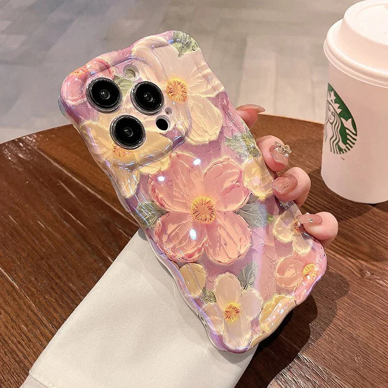 Oil Painting Flower Lanyard Phone Case - Show Gadgets