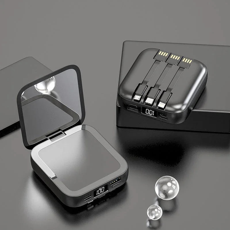 Beauty Mirror Power Bank Comes With Cable Portable Mini - Show Gadgets