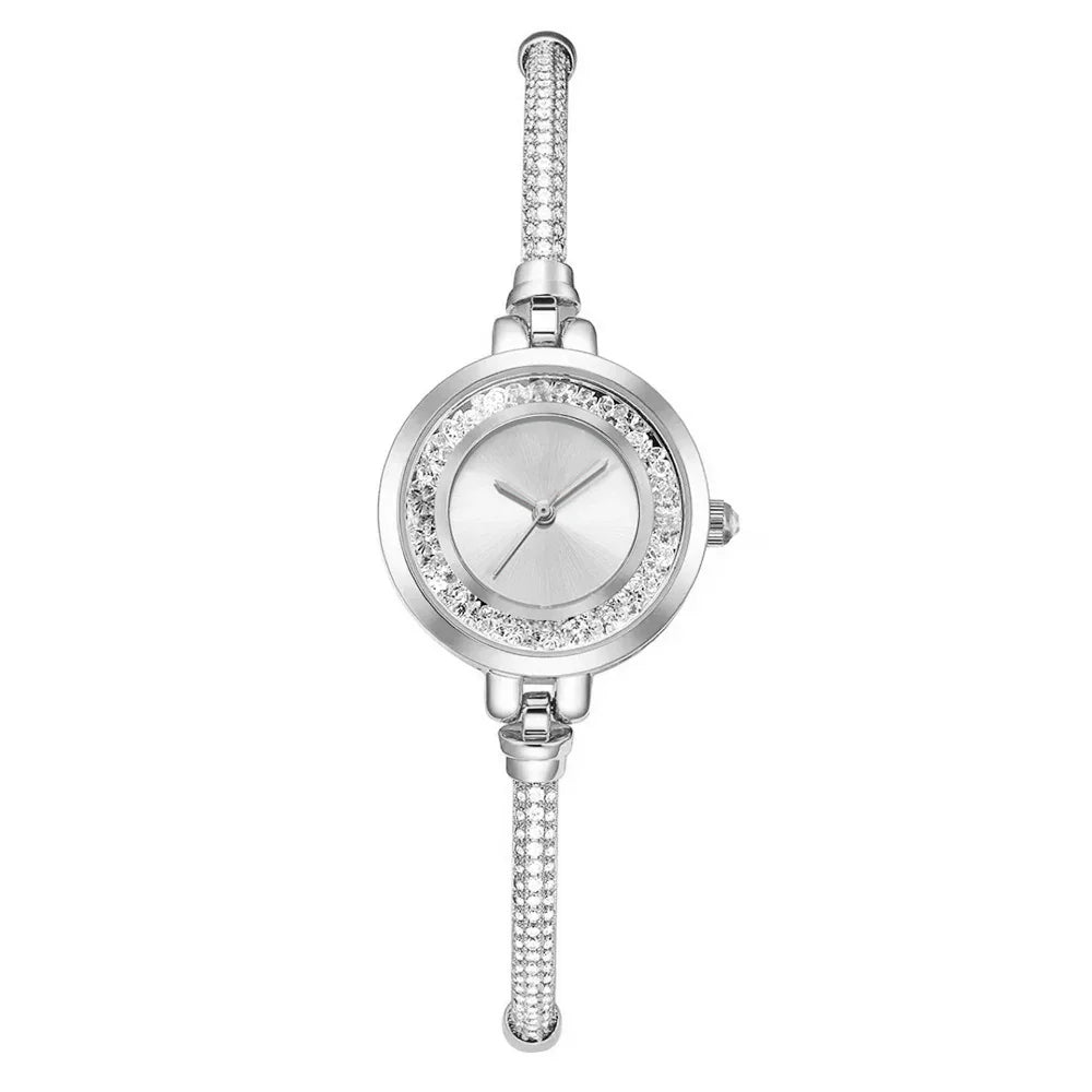 Women's Thin Strap Bracelet Watch Rhinestone Quicksand Small Dial Bracelet Watch Retractable Adjustable Watch - Show Gadgets