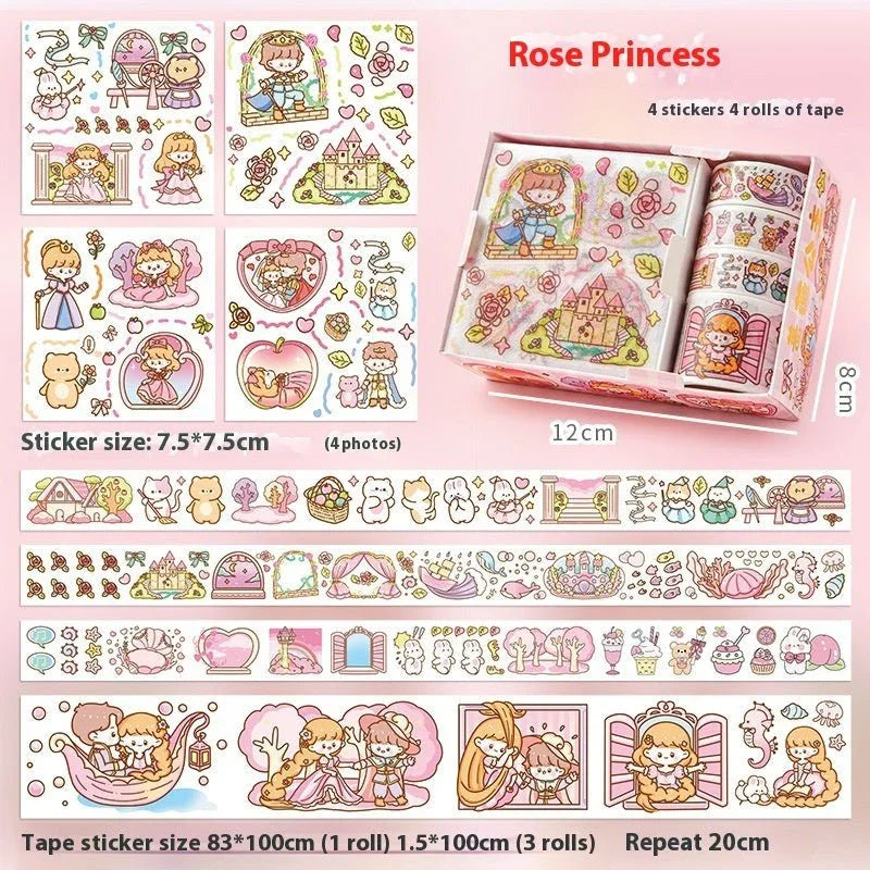 Cute Tape Sticker Gift Box Cartoon Stickers Suit Children's Film Sticker - Show Gadgets