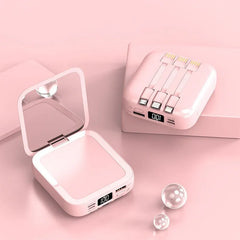 Beauty Mirror Power Bank Comes With Cable Portable Mini - Show Gadgets