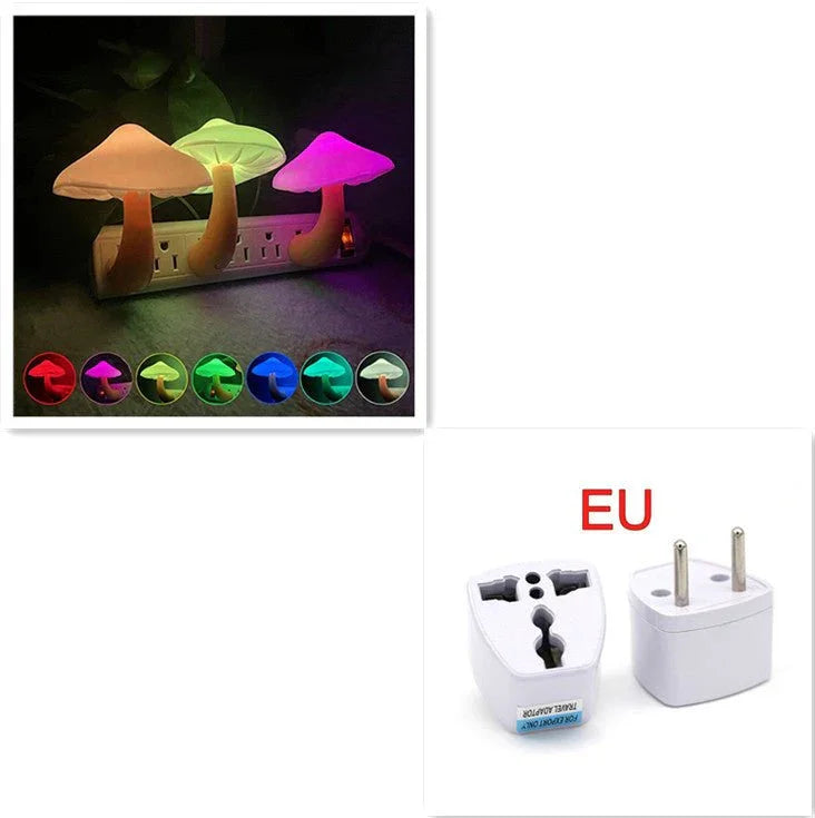 LED Night Light Mushroom Wall Socket Lamp EU US Plug Warm White Light - control Sensor Bedroom Light Home Decoration - Show Gadgets