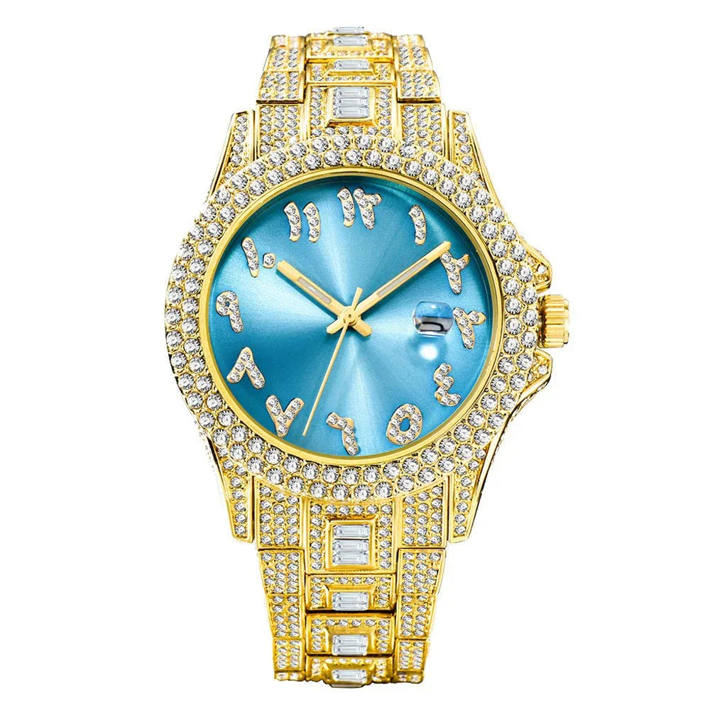 European & American Hip Hop Full Diamond Men's Quartz Watch – Ice Out in Style - Show Gadgets