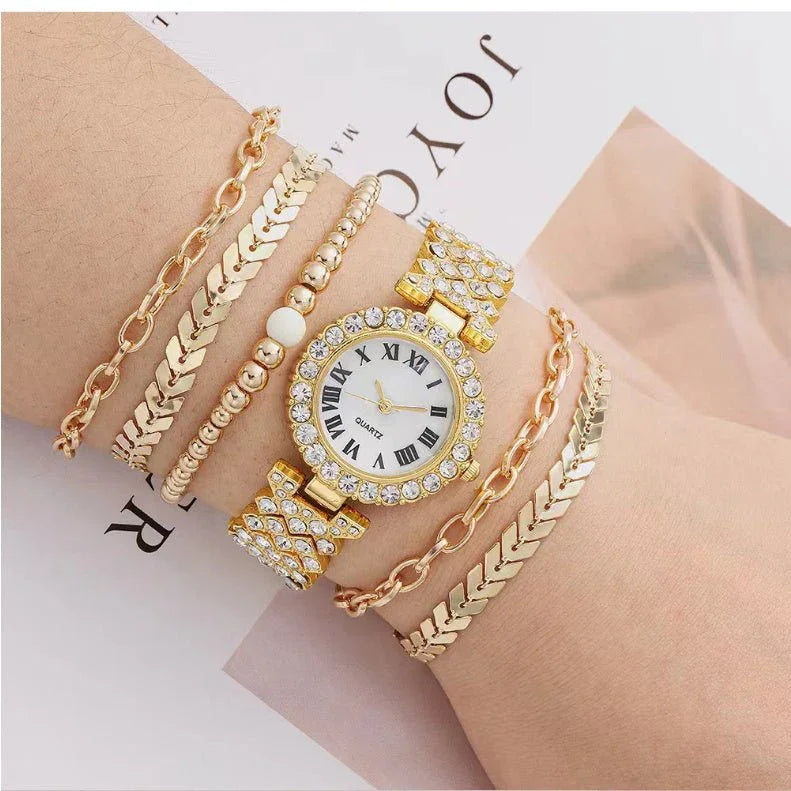Women's Thin Strap Bracelet Watch Luxury Fashion Gift Box Watch Bracelet Six - piece Set - Show Gadgets