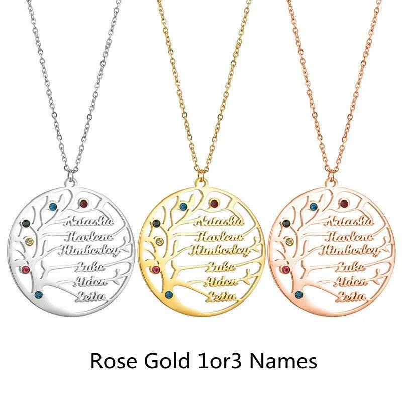 Personalized Stainless Steel Golden Tree of Life Custom Name Necklace - Show Gadgets