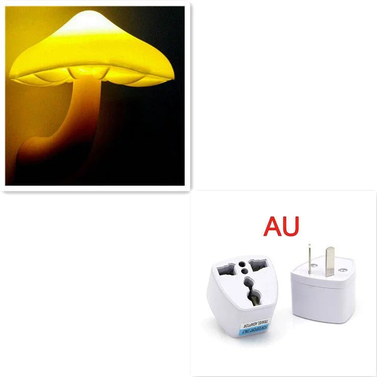 LED Night Light Mushroom Wall Socket Lamp EU US Plug Warm White Light - control Sensor Bedroom Light Home Decoration - Show Gadgets