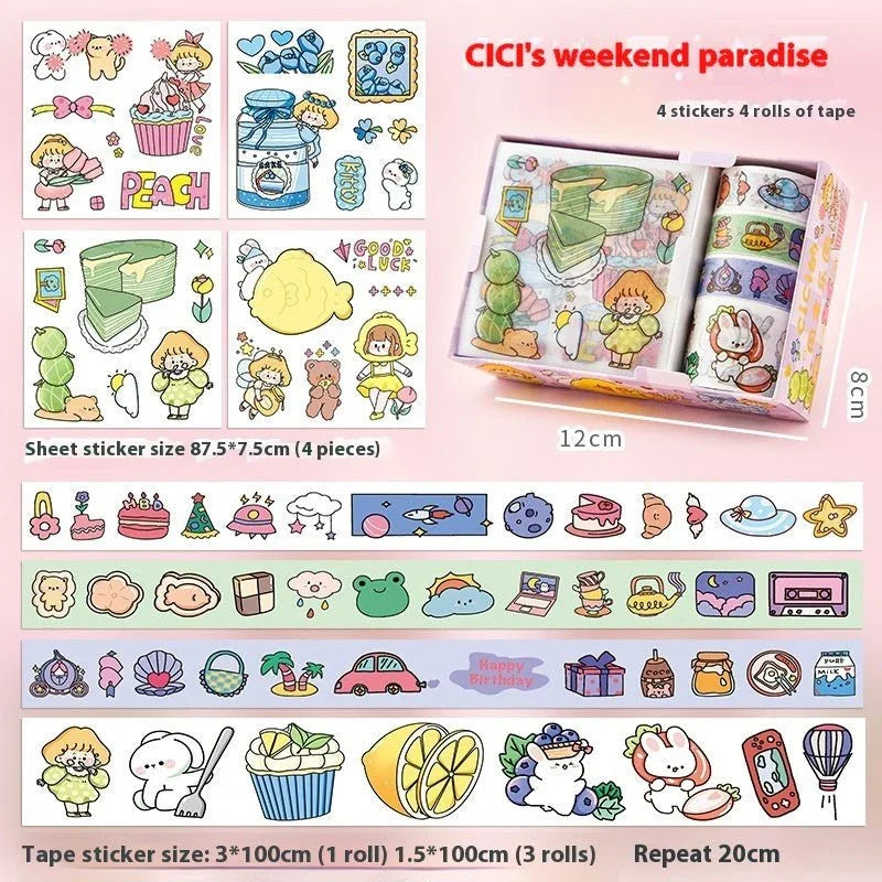 Cute Tape Sticker Gift Box Cartoon Stickers Suit Children's Film Sticker - Show Gadgets
