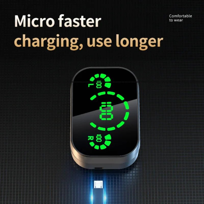 YD03 Wireless Bluetooth - compatible Headset TWS Large Screen Smart Digital Display In Ear Breathing Light - Show Gadgets