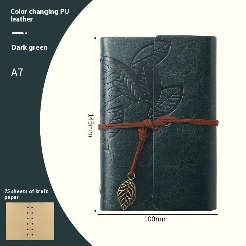 Creative Notebook Stationery One Leaf Zhiqiu Travel Diary Book Loose Leaf Vintage Leaves One Piece - Show Gadgets