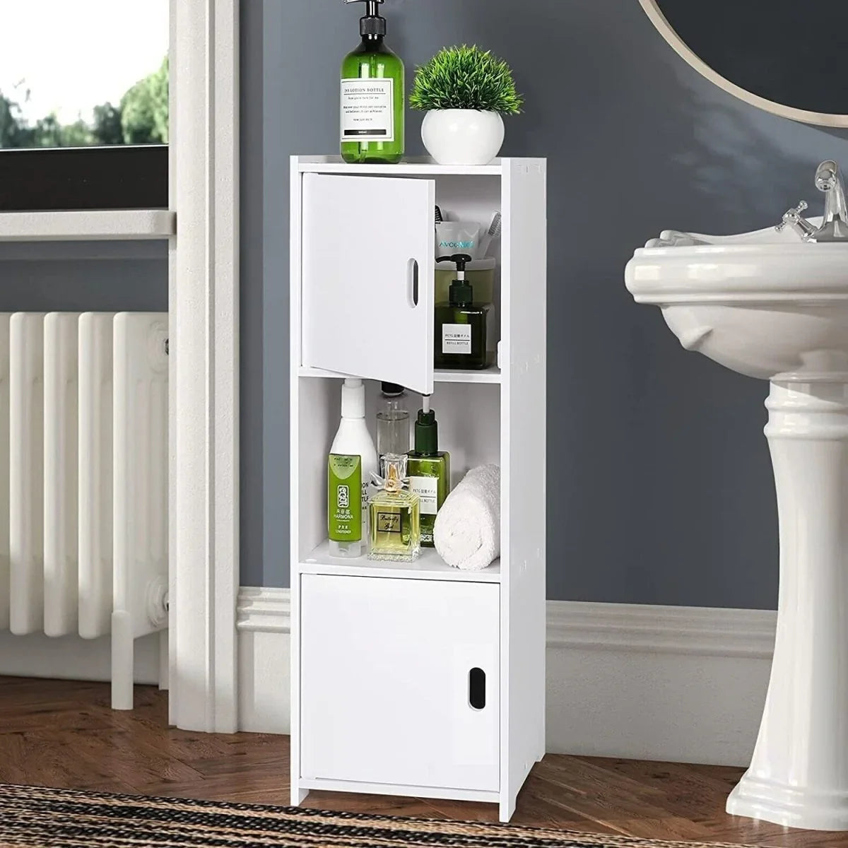 Waterproof Bathroom Storage Cabinet Free Standing Cabinet Organizer Unit White - Show Gadgets