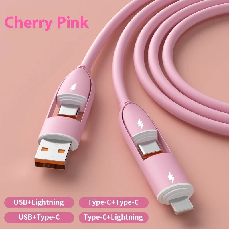 Four-in-one Silicone Fast Charge Data Cable - Show Gadgets