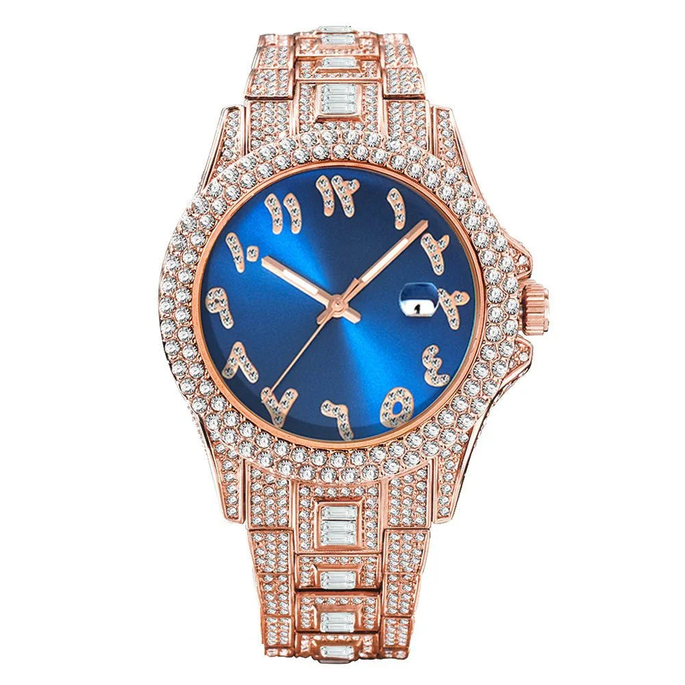European & American Hip Hop Full Diamond Men's Quartz Watch – Ice Out in Style - Show Gadgets