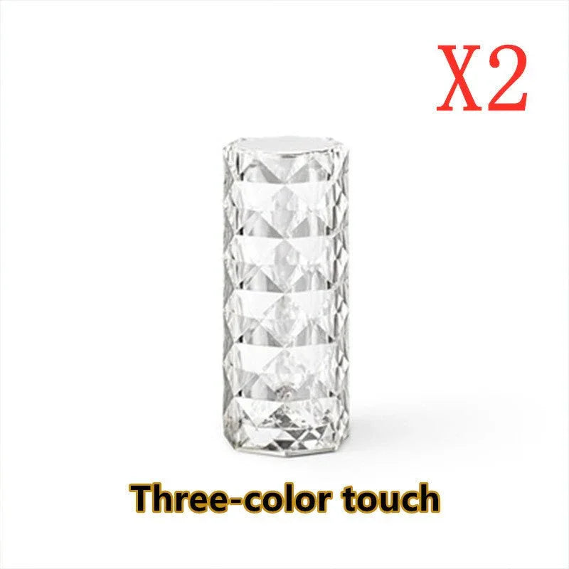 Nordic Crystal Lamp USB Table Lamps Bedroom Touch Dimming Atmosphere Diamond Night Light Rose Projector Lamp Decor - Show Gadgets
