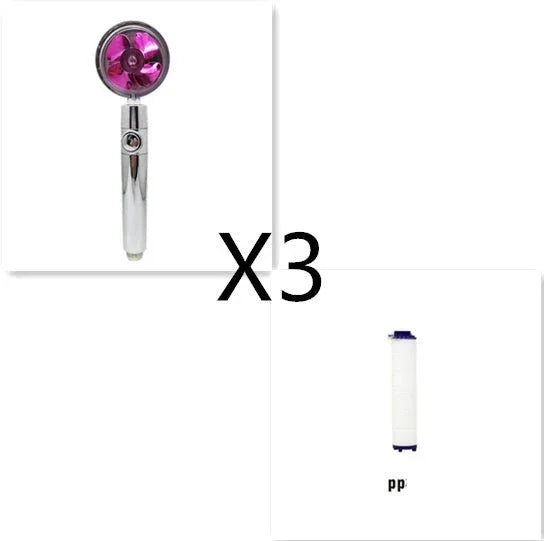Shower Head Water Saving Flow 360 Degrees Rotating With Small Fan ABS Rain High Pressure Spray Nozzle Bathroom Accessories - Show Gadgets